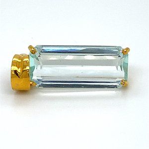 Aquamarine 6.50ct Solid 18K Yellow Gold Pendant